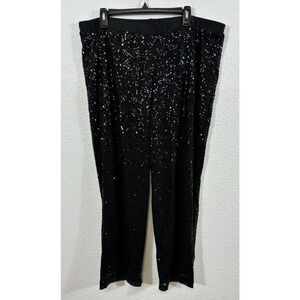 Linea by Louis Dell'Olio Pants‎ Womens Petite XLP Black Sequin Pullon